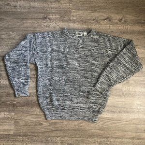Vintage 90s Street Stuff White Black Gray Marled Knit Pullover Sweater Size XL